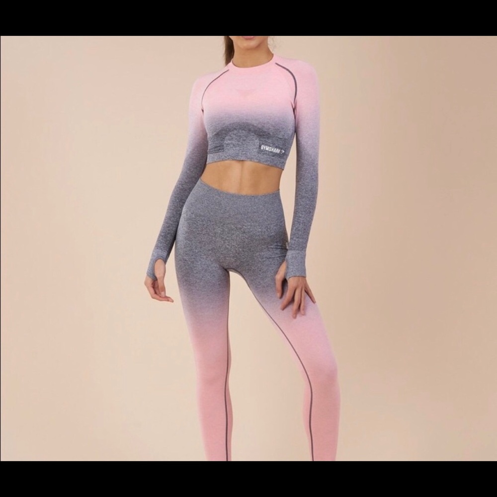 NWOT Gymshark Charcoal/pink Ombré Crop Top